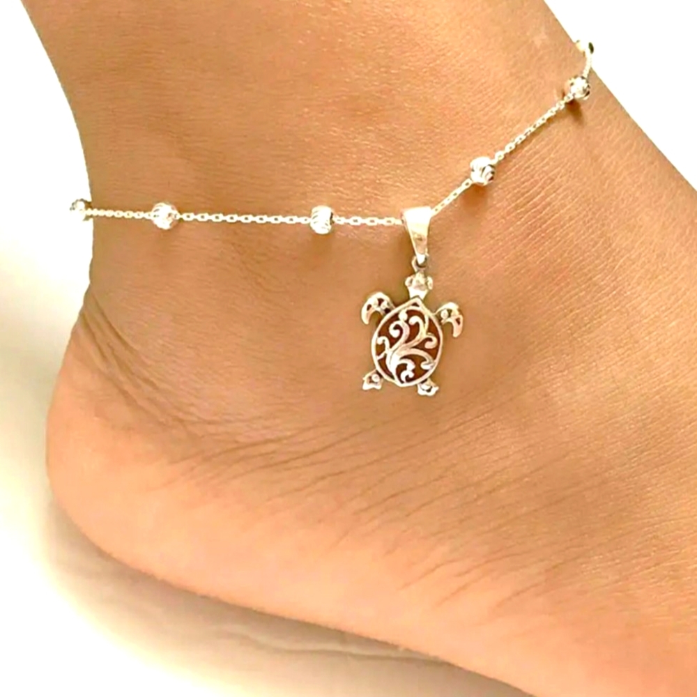 Turtle Anklet Bracelet silver
